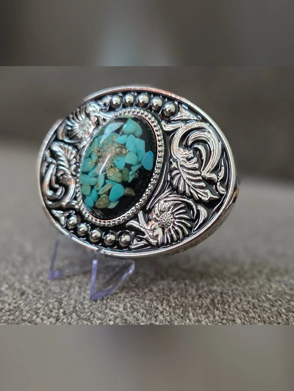 New beautiful Silver Oval Turquoise Color Stones Belt Buckle Unisex